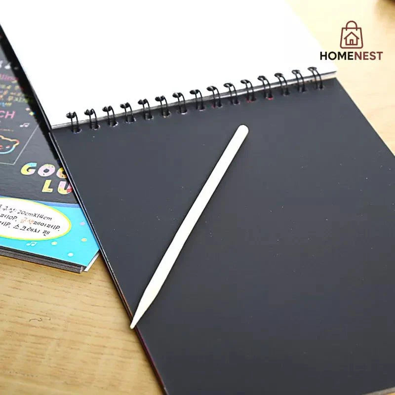 A6 Medium Scratch Note Pad Book With Wooden Stick