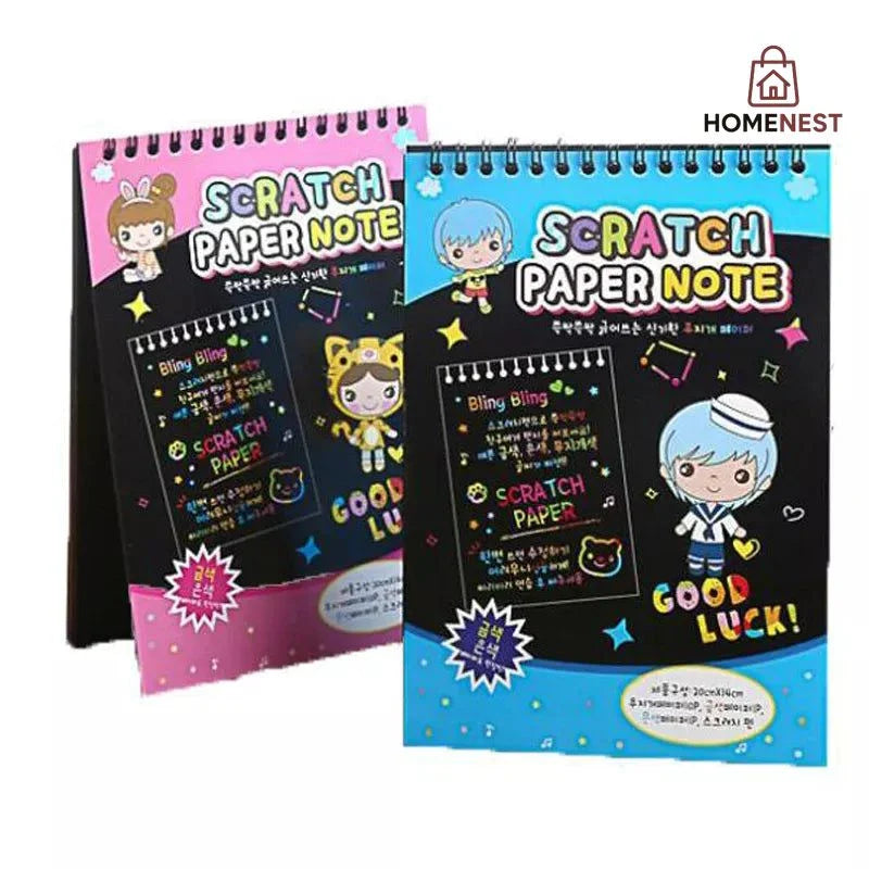 A6 Medium Scratch Note Pad Book With Wooden Stick