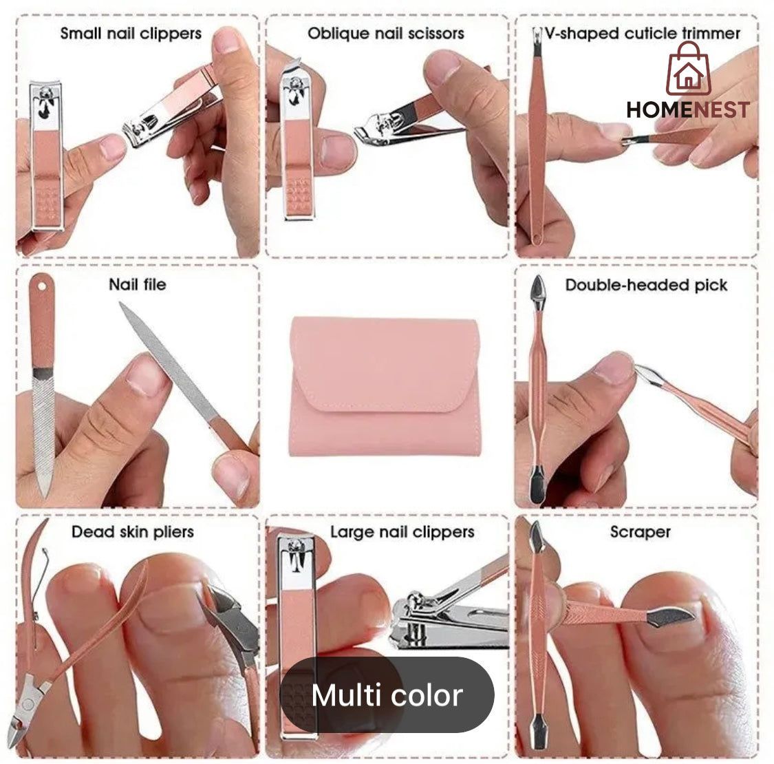 16pcs Manicure Pedicure Grooming Kit, Stainless Steel set