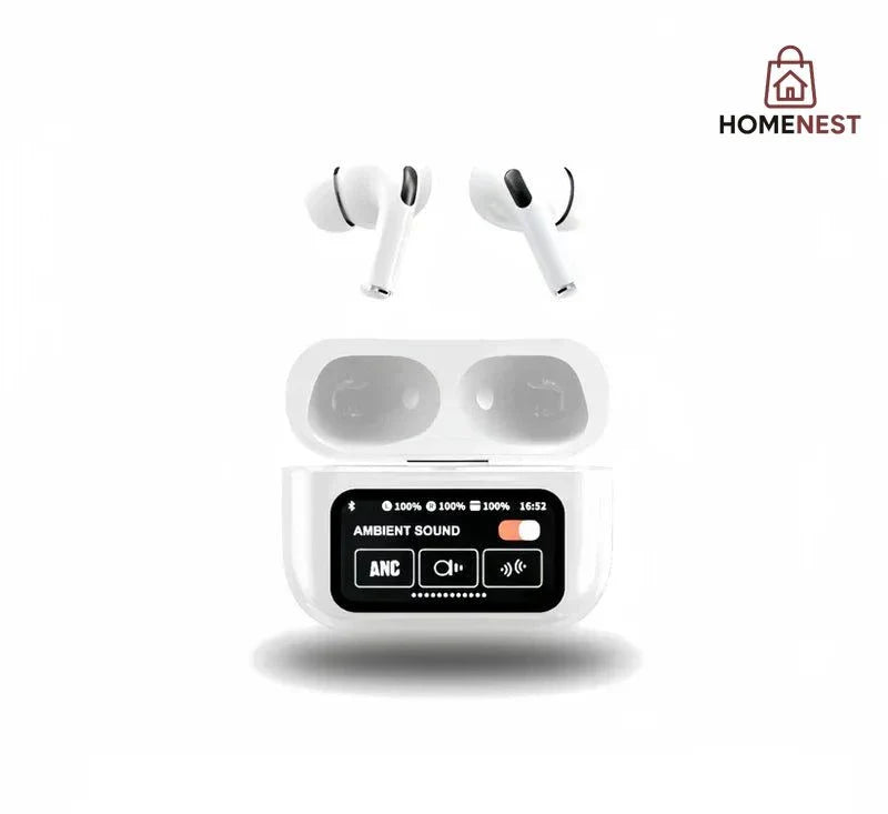 White A9 Pro Airpods  ANC/ENC Touch Screen Display Wireless Earbuds