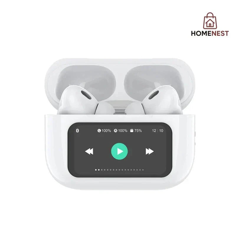 White A9 Pro Airpods  ANC/ENC Touch Screen Display Wireless Earbuds