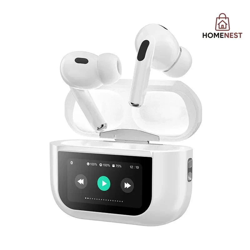 White A9 Pro Airpods  ANC/ENC Touch Screen Display Wireless Earbuds