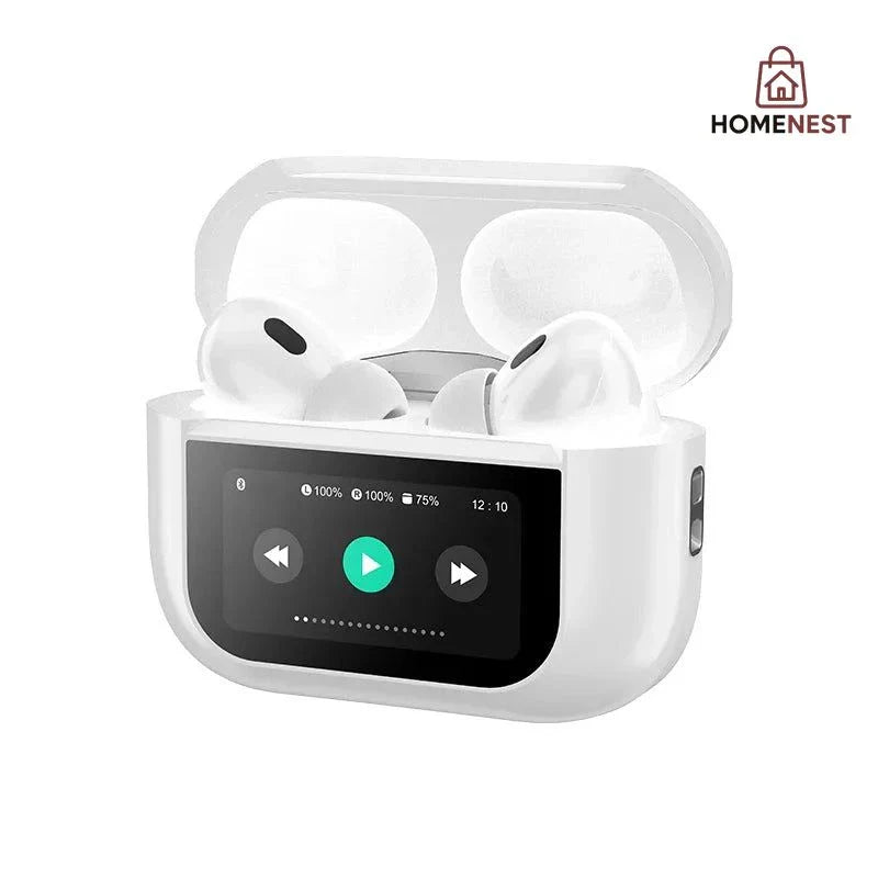 White A9 Pro Airpods  ANC/ENC Touch Screen Display Wireless Earbuds