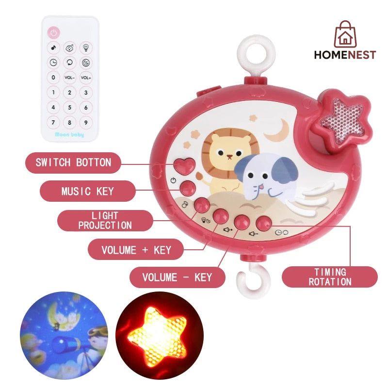 Baby Music Crib/Cot Mobile with Projector And Remote Red