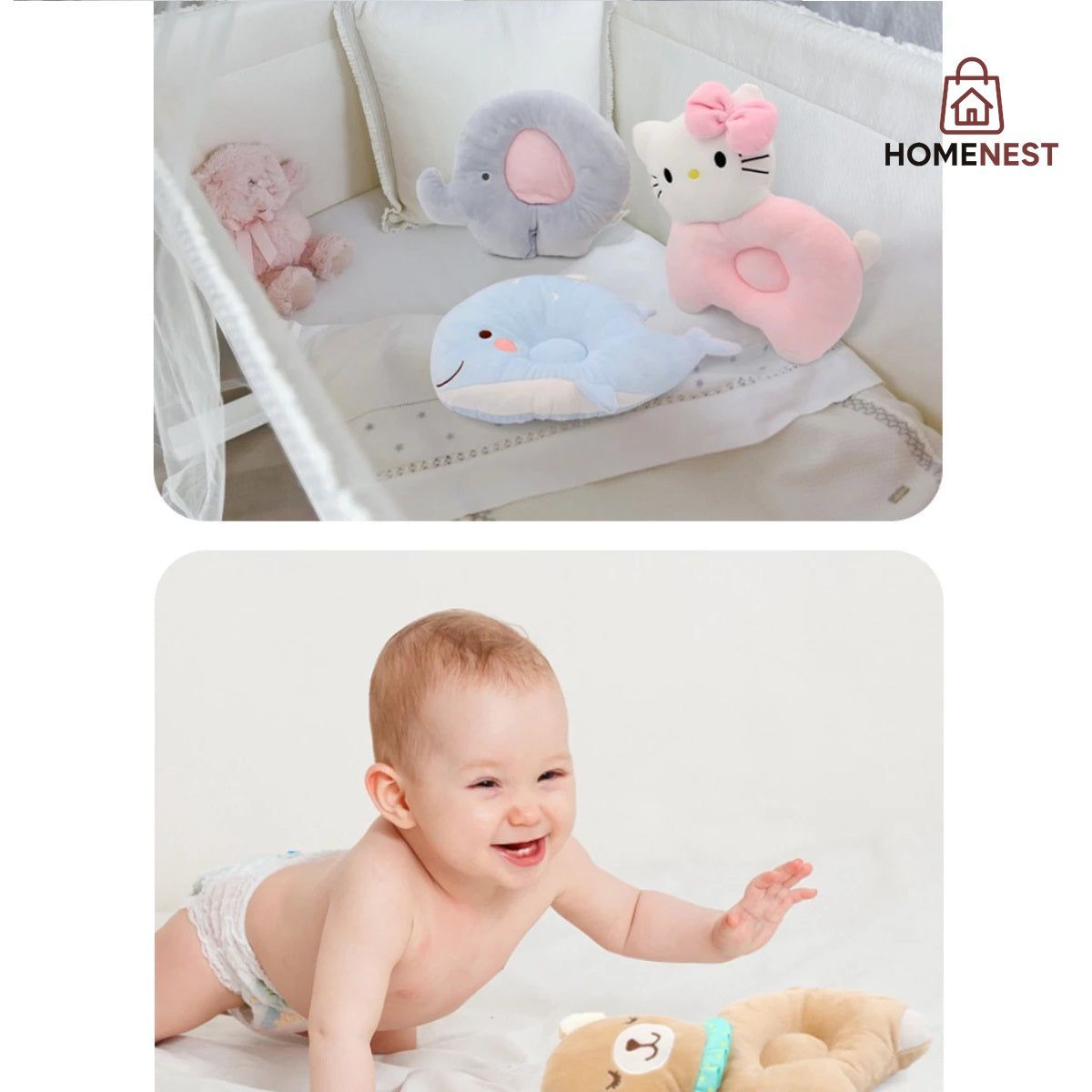 Baby Round Head Pillow - Elephant