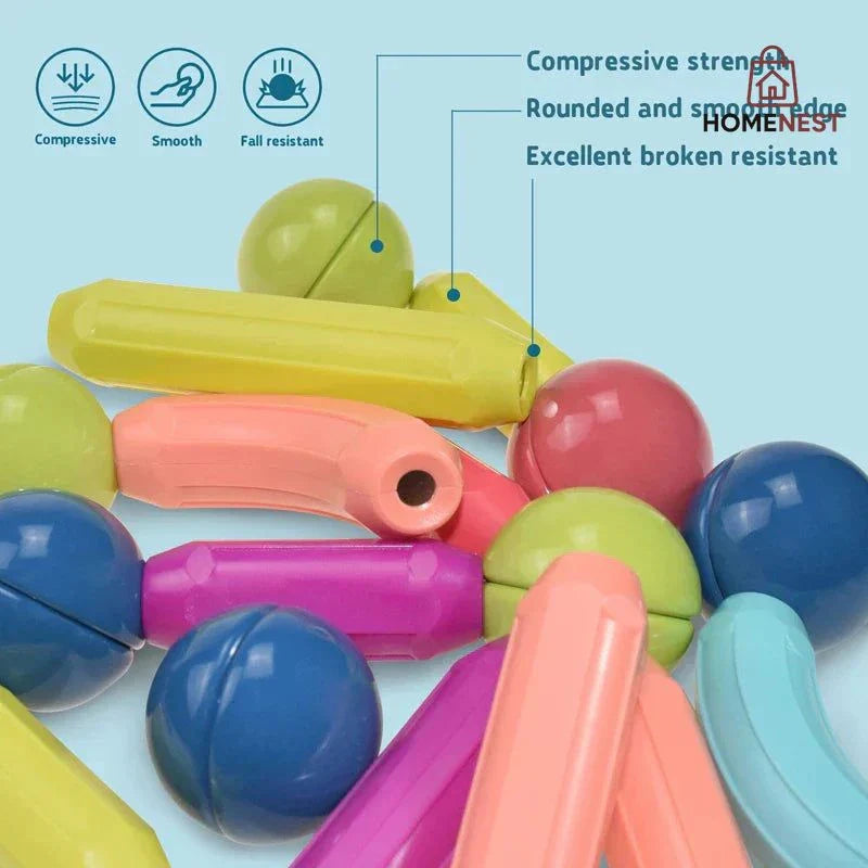 54 PCS Magnetic Building Blocks Set Early Learning Magnetic Sticks Balls Assembling Game