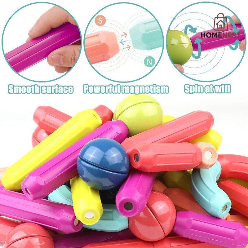 60 PCS Magnetic Building Blocks Set Early Learning Magnetic Sticks Balls Assembling Game