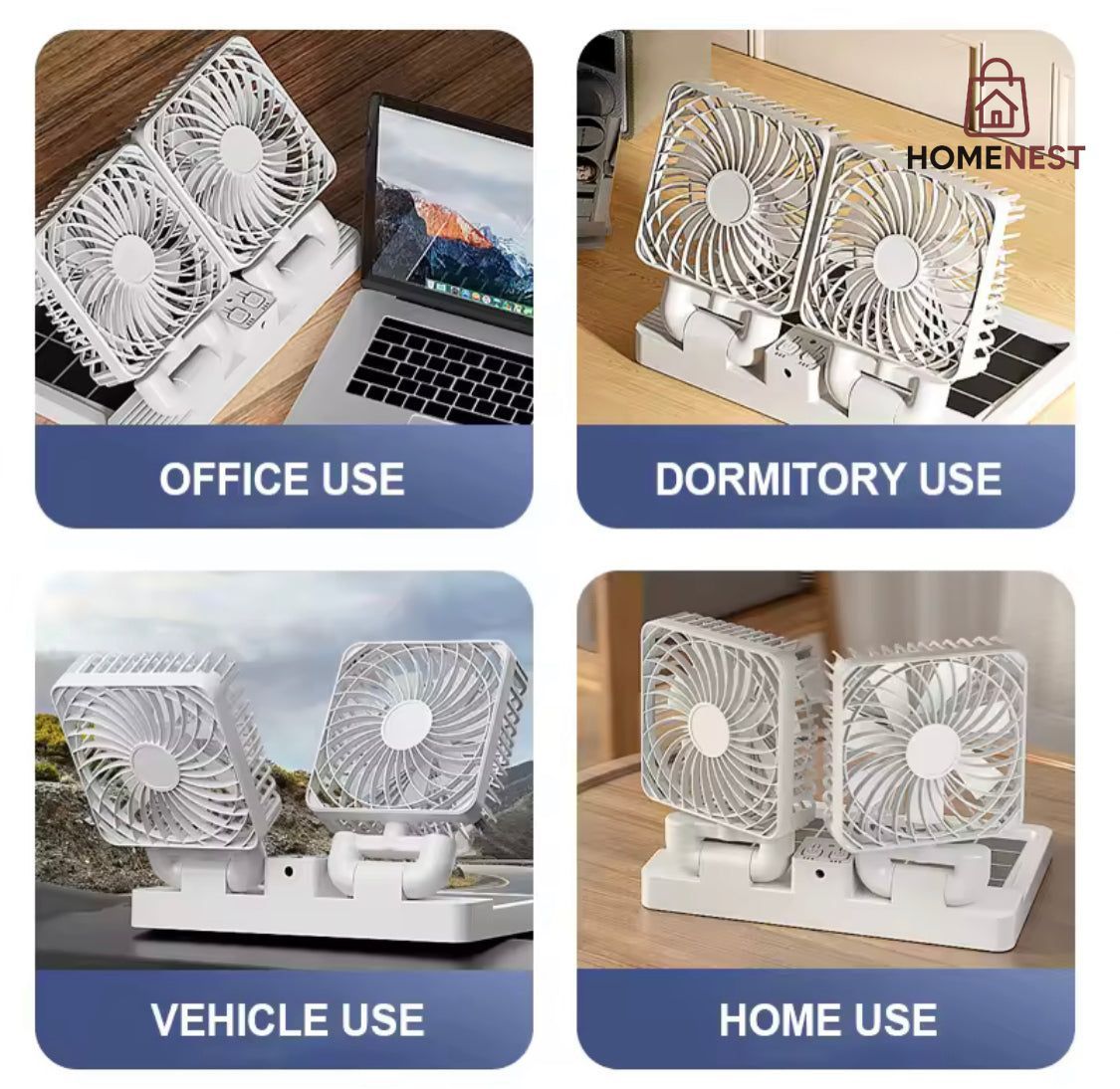Rechargeable Dual Head Solar Fan