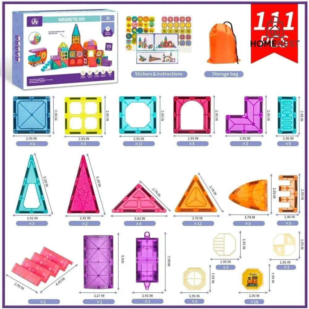 Magnetic DIY Building Blocks – 111 pieces
