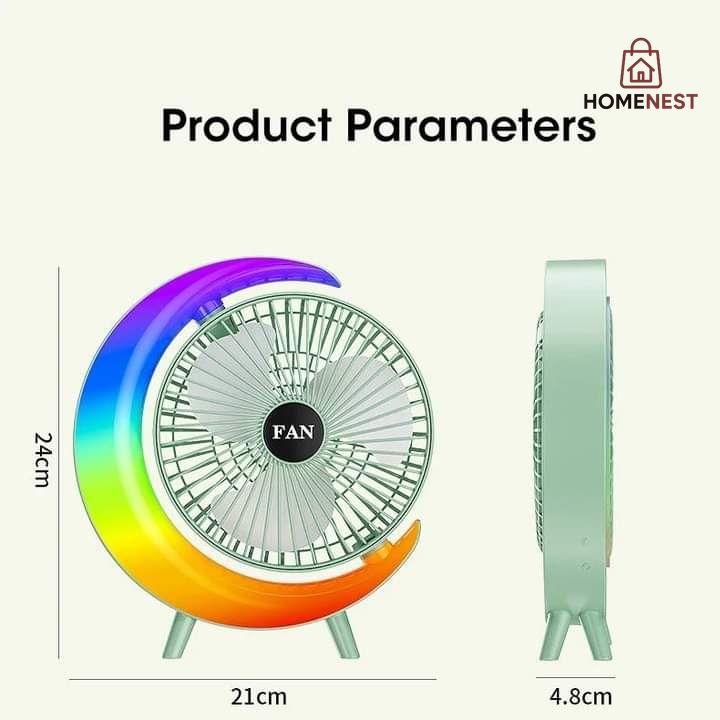G shape rgb light fan