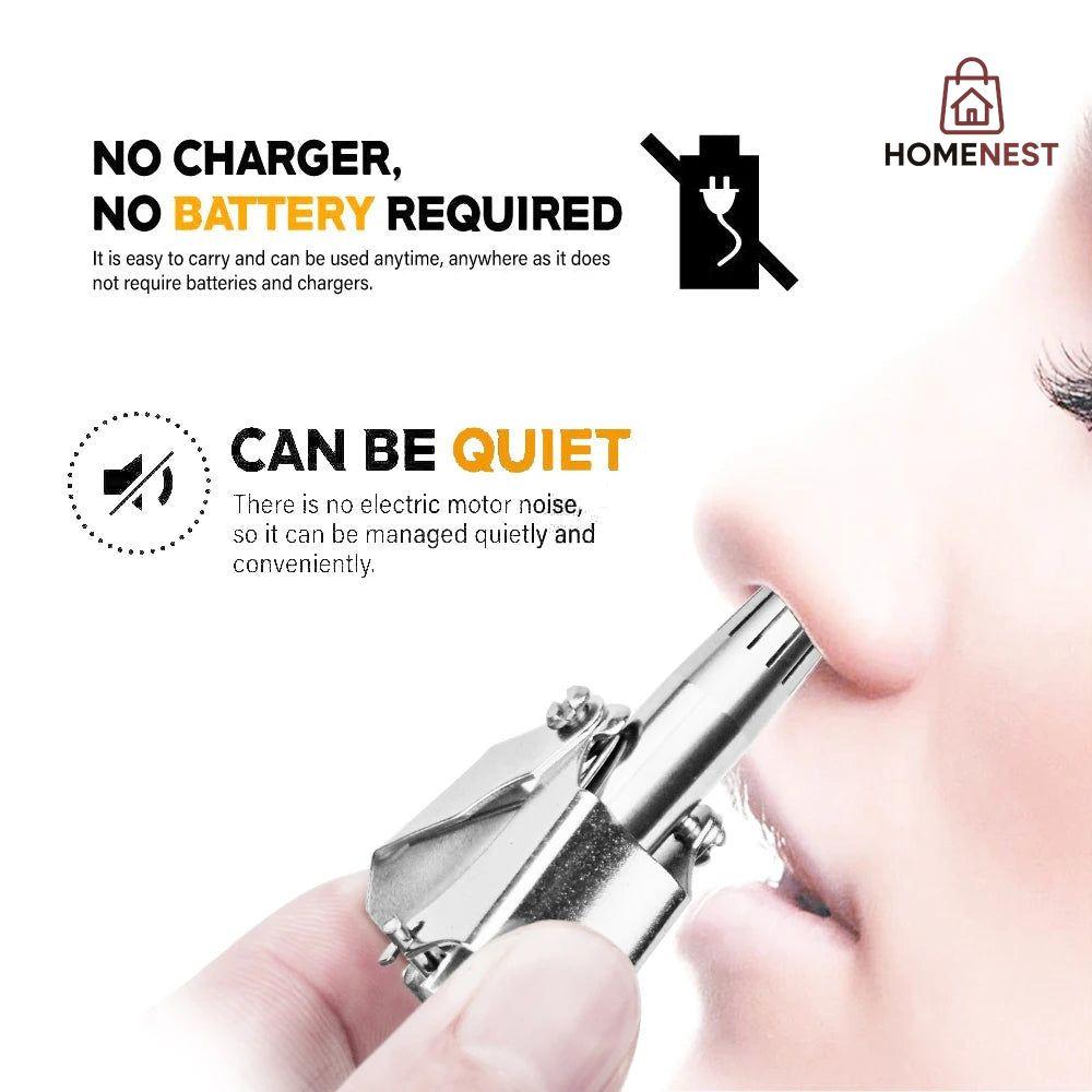 Manual Nose & Ear Hair Trimmer – Stainless Steel, Washable