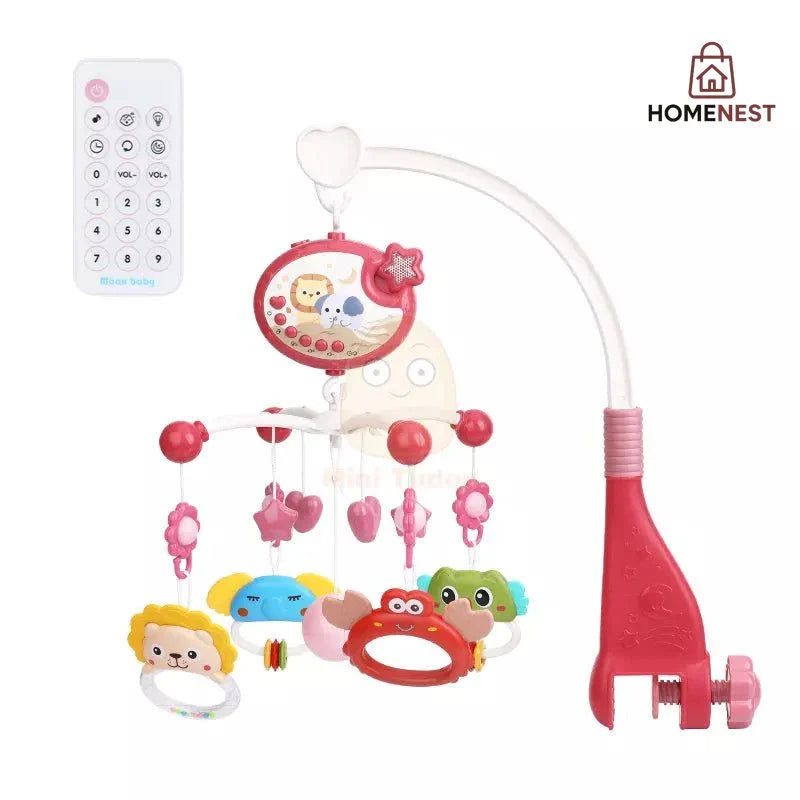 Baby Music Crib/Cot Mobile with Projector And Remote Red