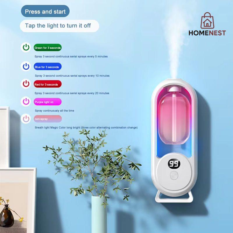 Wall Mounted Essential Oil Diffuser Rechargeable Timed Spray Digital Display Air Freshener
