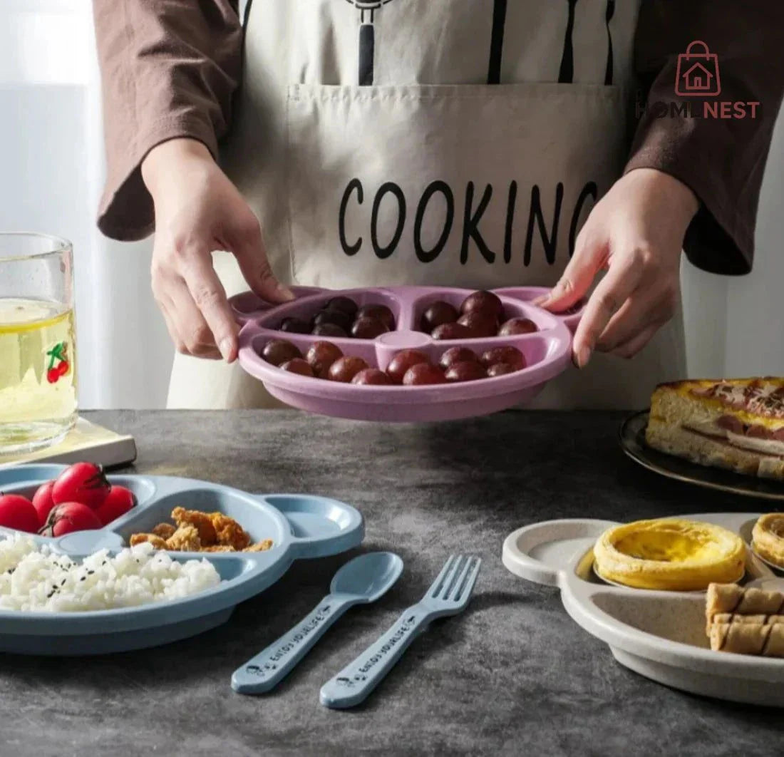 5 Pcs Multi Panda Shape plates  (3 Spoon & 2 Forks )