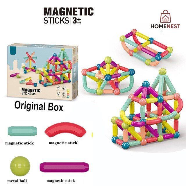 60 PCS Magnetic Building Blocks Set Early Learning Magnetic Sticks Balls Assembling Game