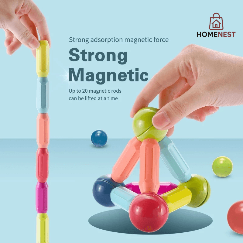 54 PCS Magnetic Building Blocks Set Early Learning Magnetic Sticks Balls Assembling Game