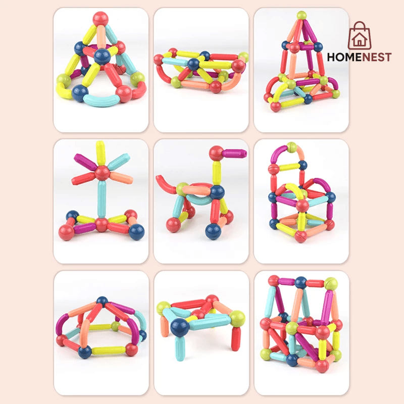 60 PCS Magnetic Building Blocks Set Early Learning Magnetic Sticks Balls Assembling Game