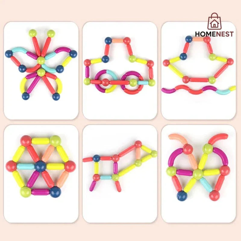 54 PCS Magnetic Building Blocks Set Early Learning Magnetic Sticks Balls Assembling Game