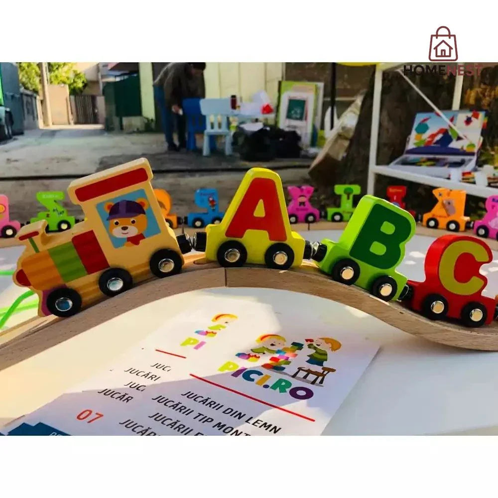 Magnetic Alphabet Double-Sided Pattern Wooden Train