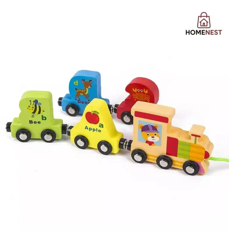 Magnetic Alphabet Double-Sided Pattern Wooden Train