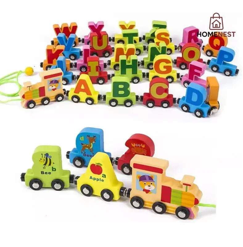 Magnetic Alphabet Double-Sided Pattern Wooden Train