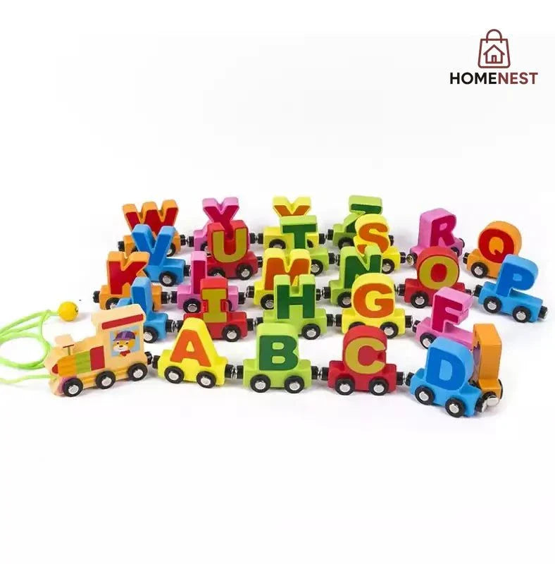 Magnetic Alphabet Double-Sided Pattern Wooden Train