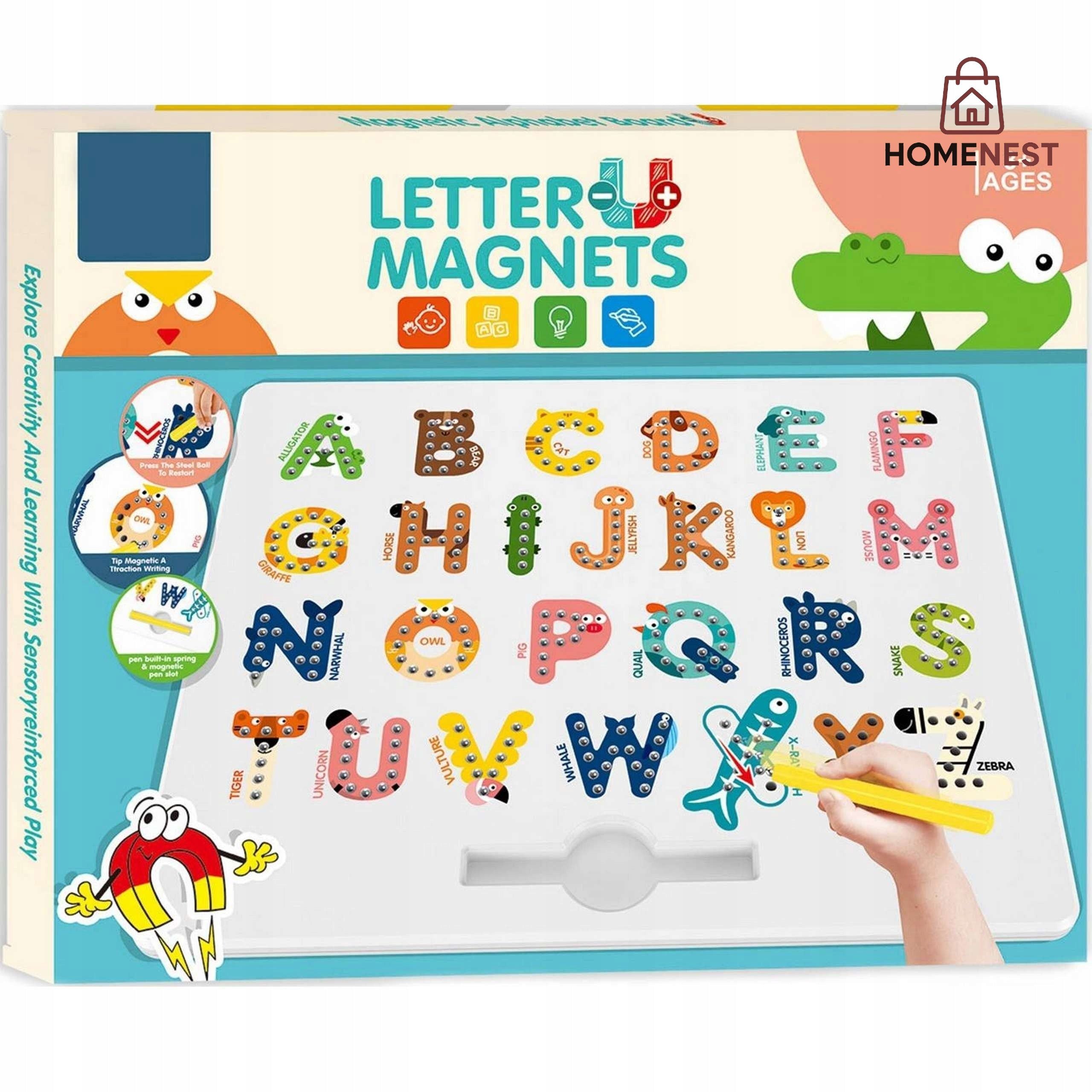 Magnetic Letter Board - 2 In 1 Alphabet Magnets Tracing Board