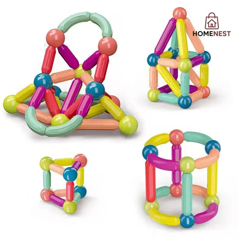 60 PCS Magnetic Building Blocks Set Early Learning Magnetic Sticks Balls Assembling Game
