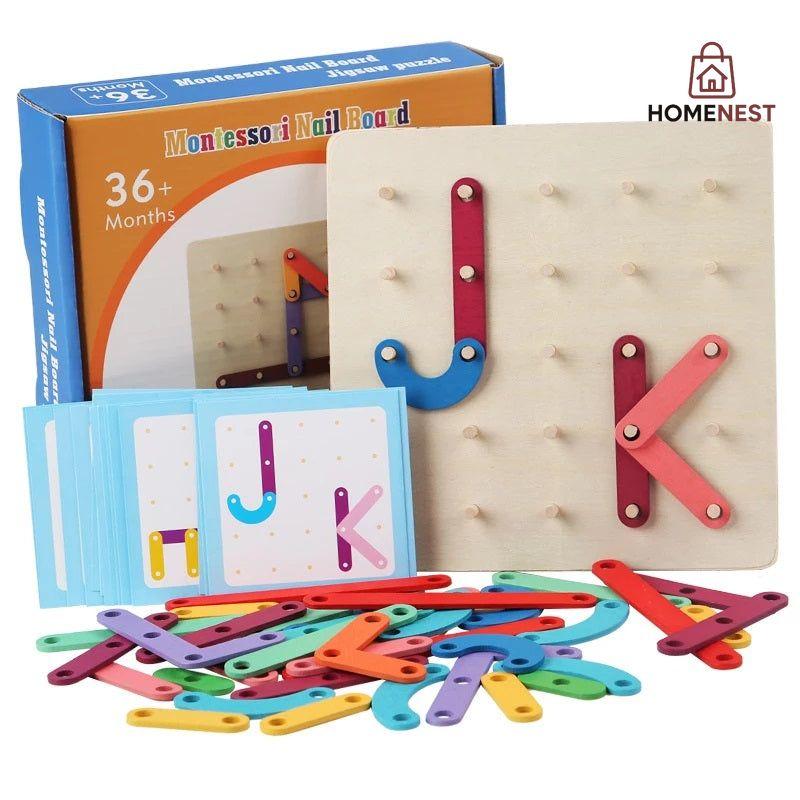Nail Board Jigsaw Wooden Column Puzzle Blocks
