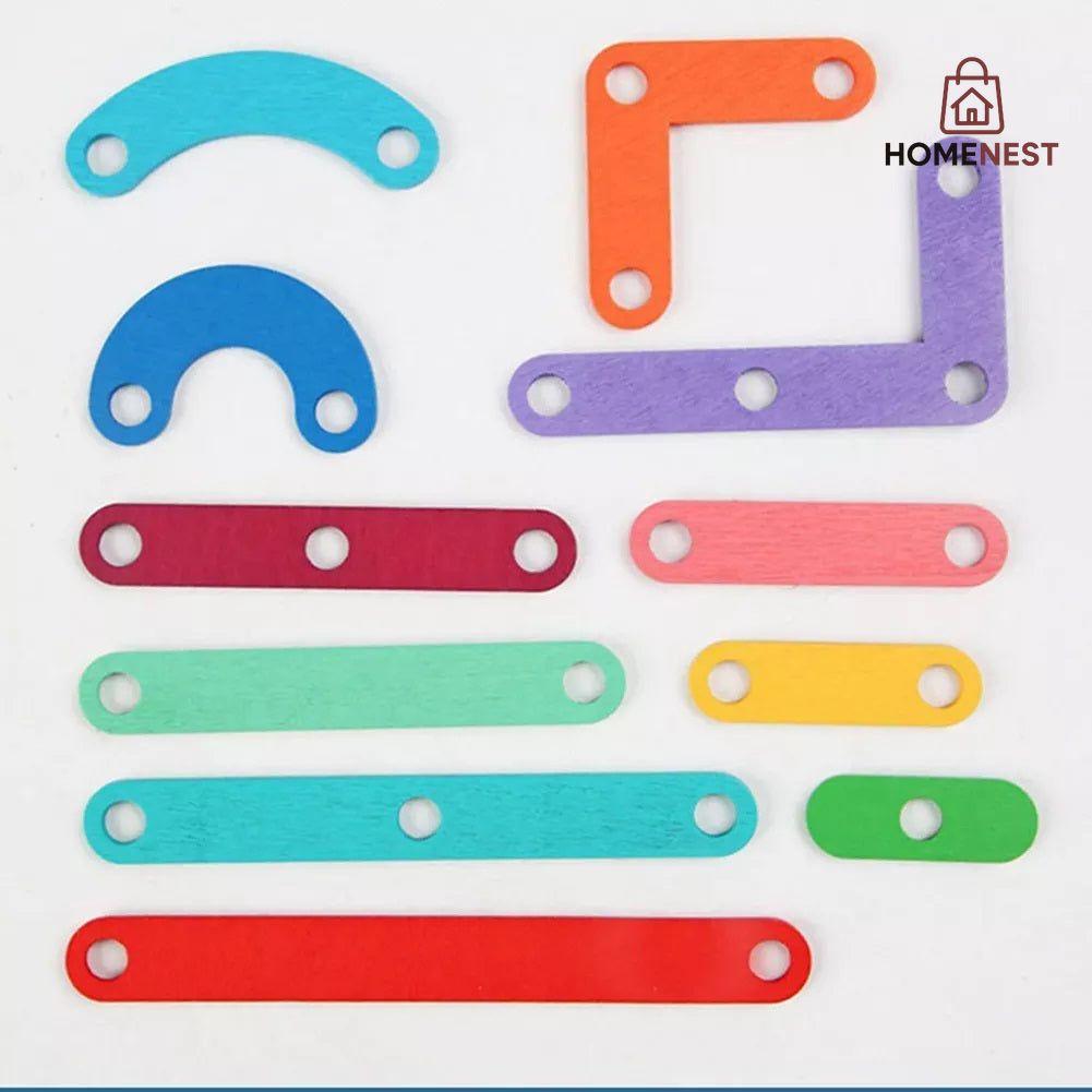 Nail Board Jigsaw Wooden Column Puzzle Blocks