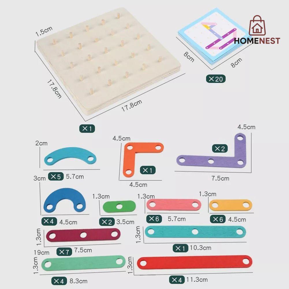 Nail Board Jigsaw Wooden Column Puzzle Blocks