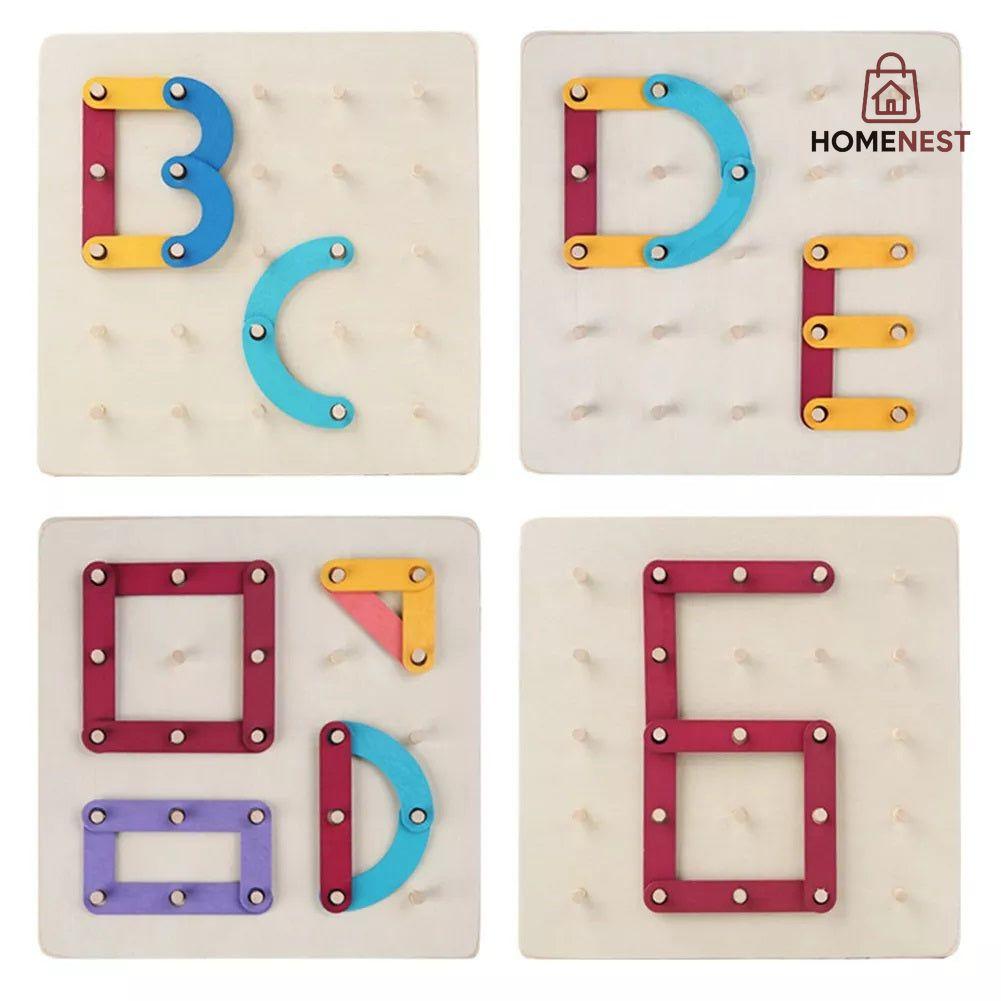 Nail Board Jigsaw Wooden Column Puzzle Blocks