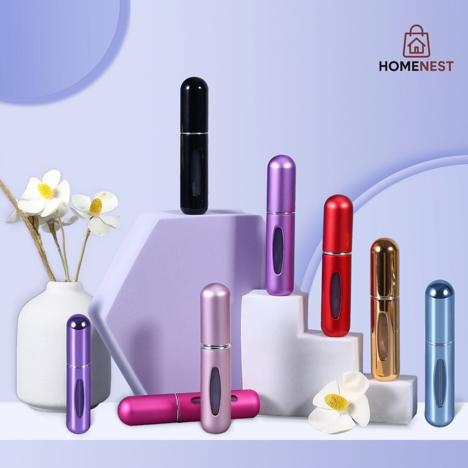 Pack of 5 Portable Mini Refillable Perfume Bottle With Spray.