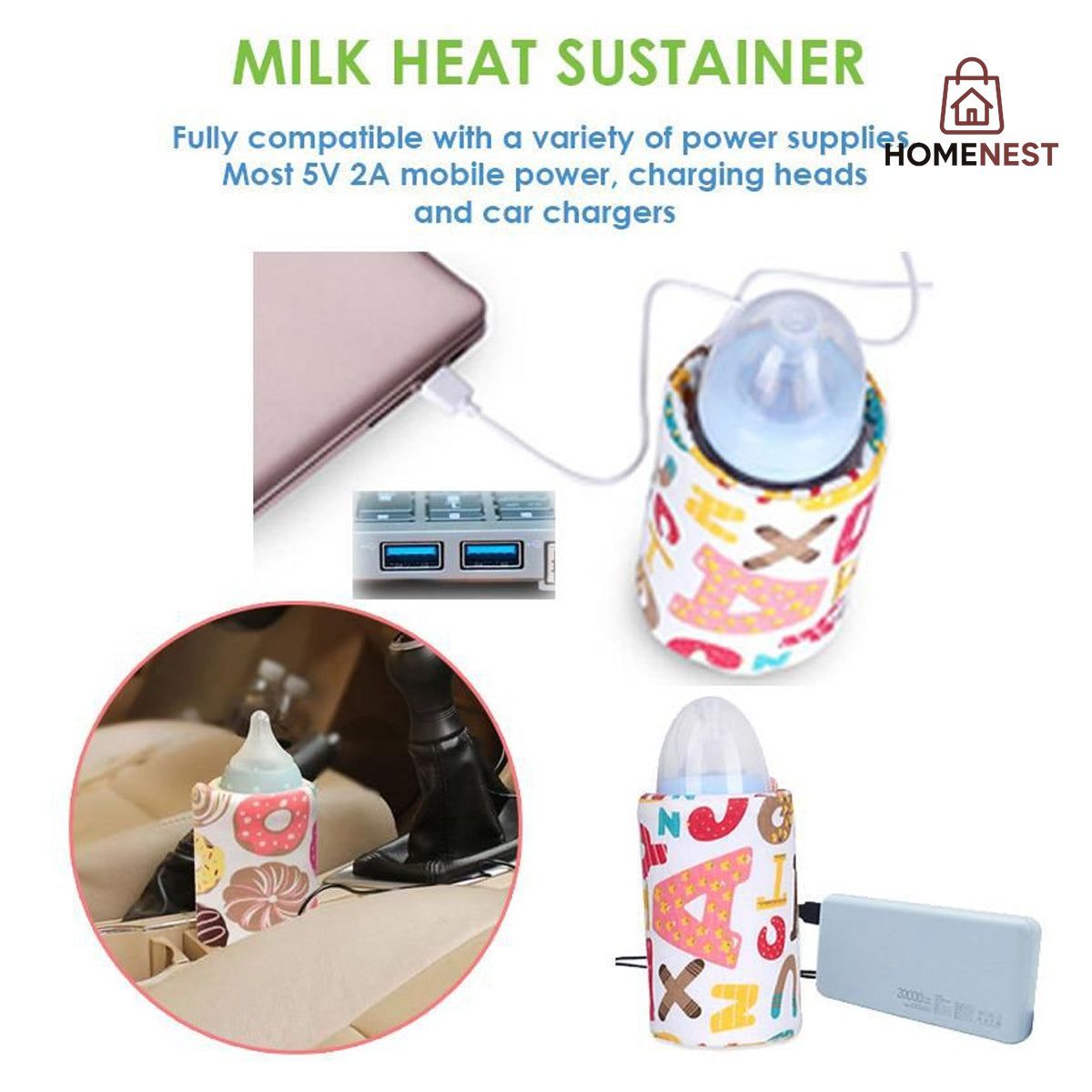 Portable USB Baby Bottle Warmer Material Anti-Wrinkle And Durable