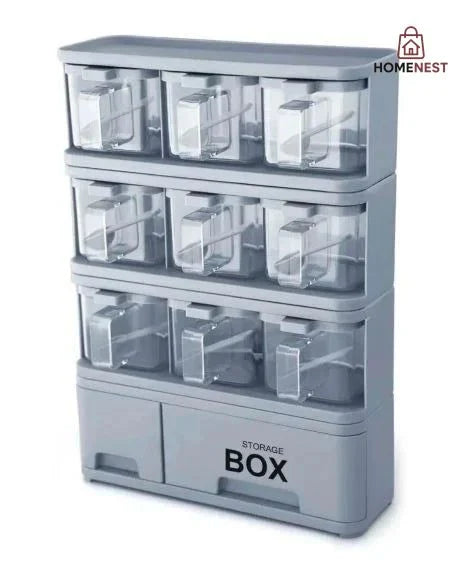 Spice Rack With 9 Spice Jars And Spoons