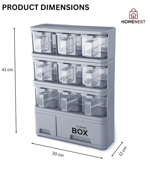 Spice Rack With 9 Spice Jars And Spoons