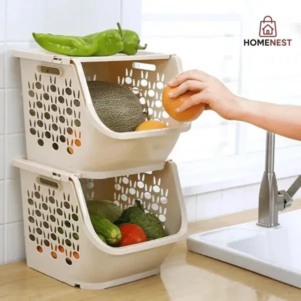 Plastic  3 Three-tier Kitchen Rack With Storage Box