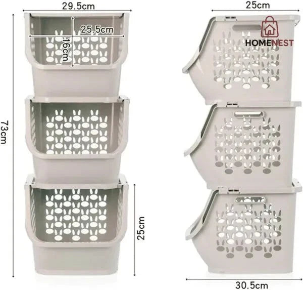 Plastic  3 Three-tier Kitchen Rack With Storage Box
