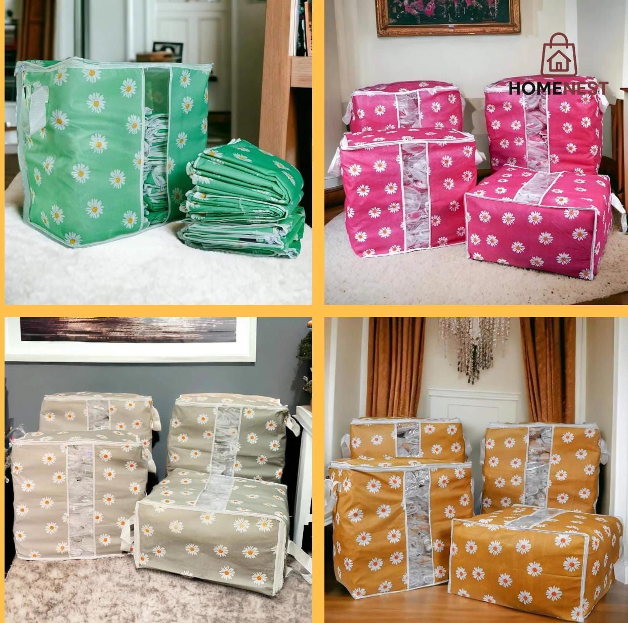 Non Woven Colored Storage Bags PACK OF 4