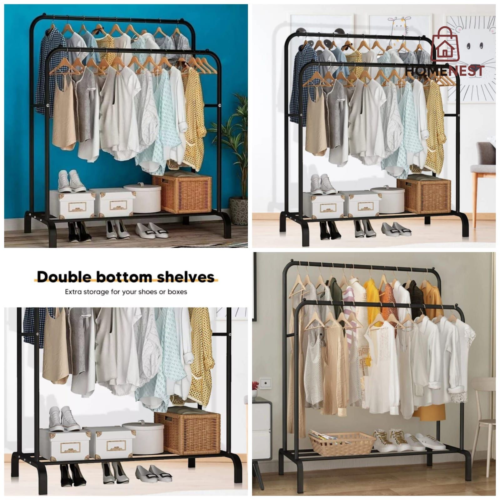 Double Pole Metal Cloth Stand