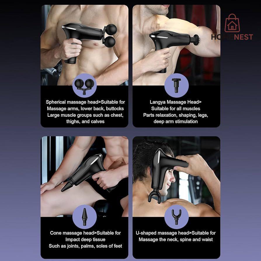 Electric Double Head Muscle Relaxer - 6 Speed Smart Quiet Handheld Portable Back Massager for Founcy Relaxation