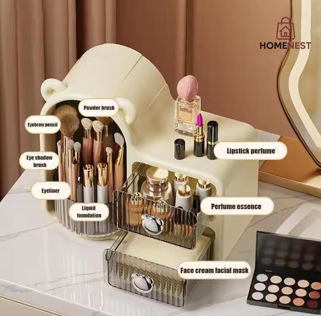 Cute 360° rotating Organizer with 2 drawers