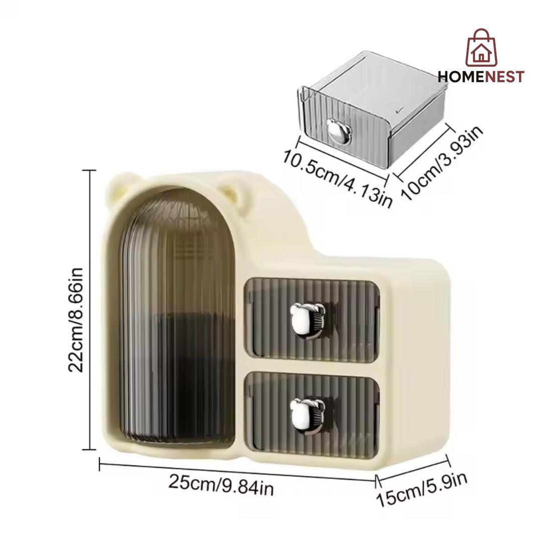 Cute 360° rotating Organizer with 2 drawers