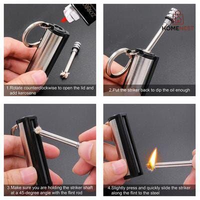 Fire Starter Flint Match Lighter Keychain Camping Emergency Gear Survival