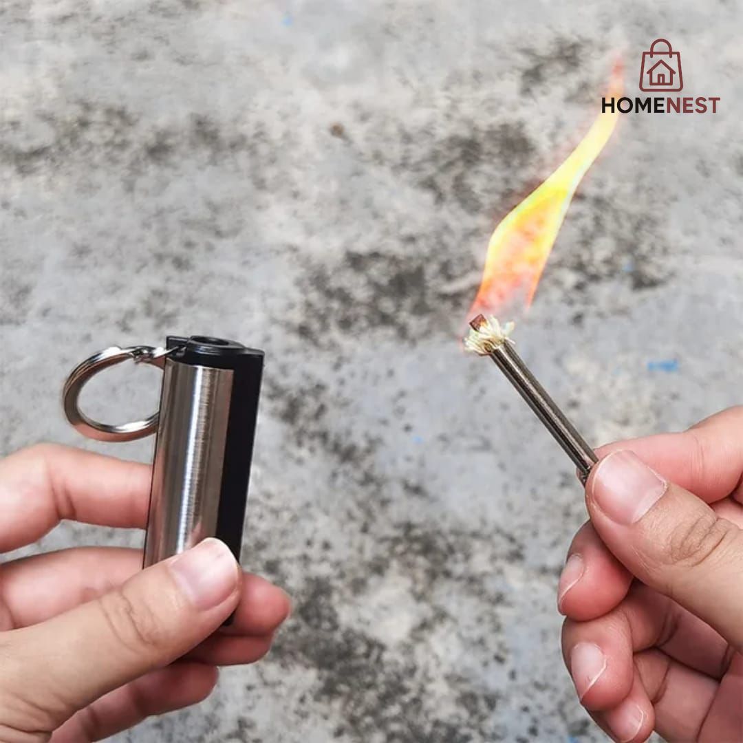 Fire Starter Flint Match Lighter Keychain Camping Emergency Gear Survival