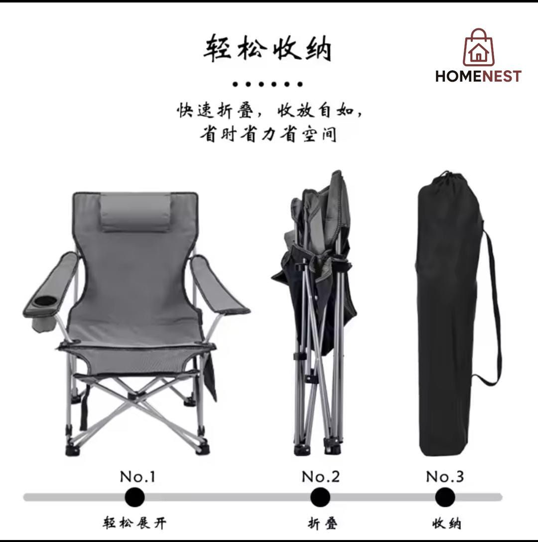 Foldable reclining Chair with foot pedal ,glass holder,side pouch ,head rest