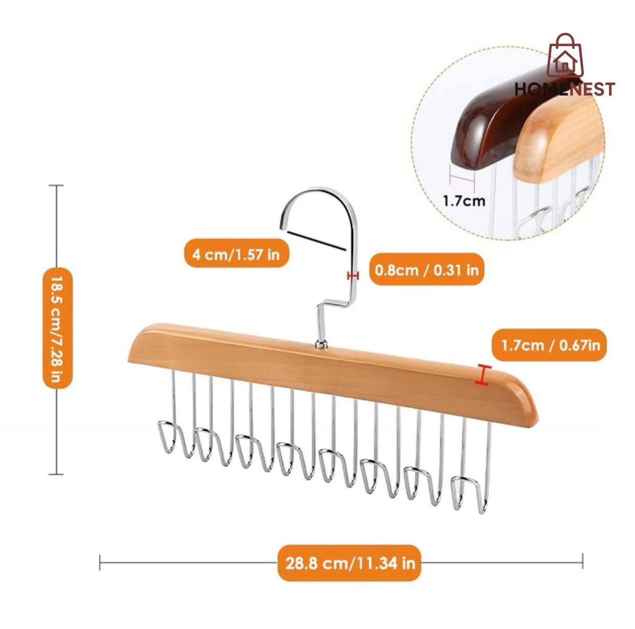 PACK OF 2 Multifunctional Solid Wood Clothes Hanger