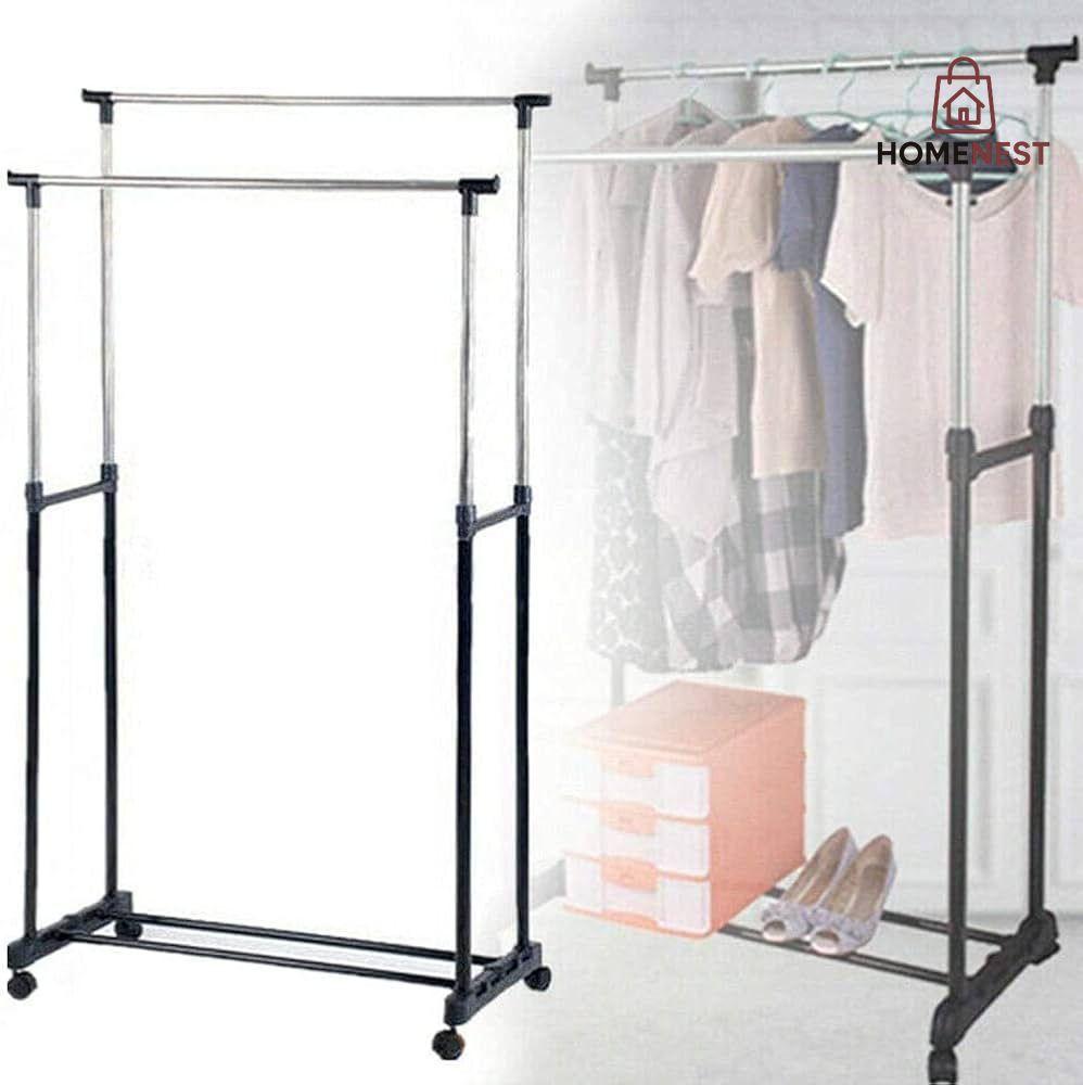 Double Pole Extendable Cloth Hanging Rack