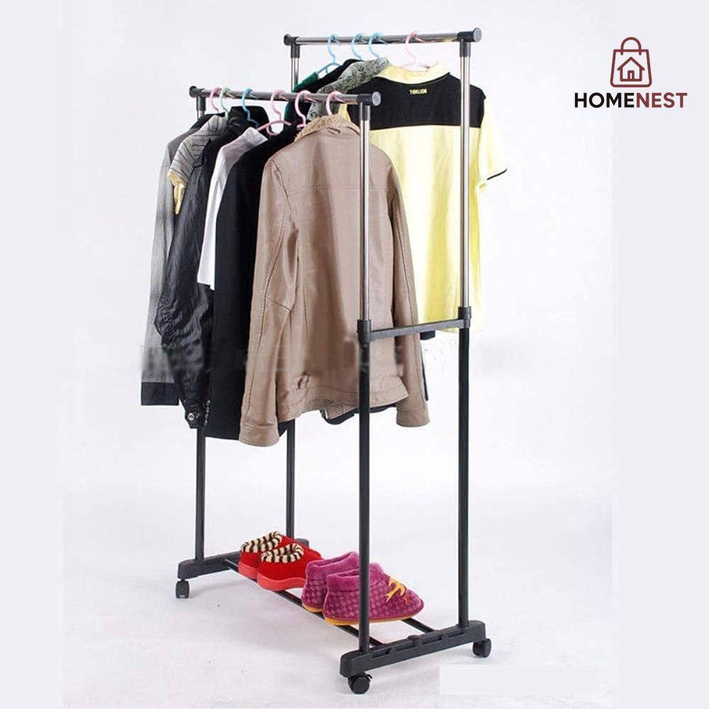 Double Pole Extendable Cloth Hanging Rack