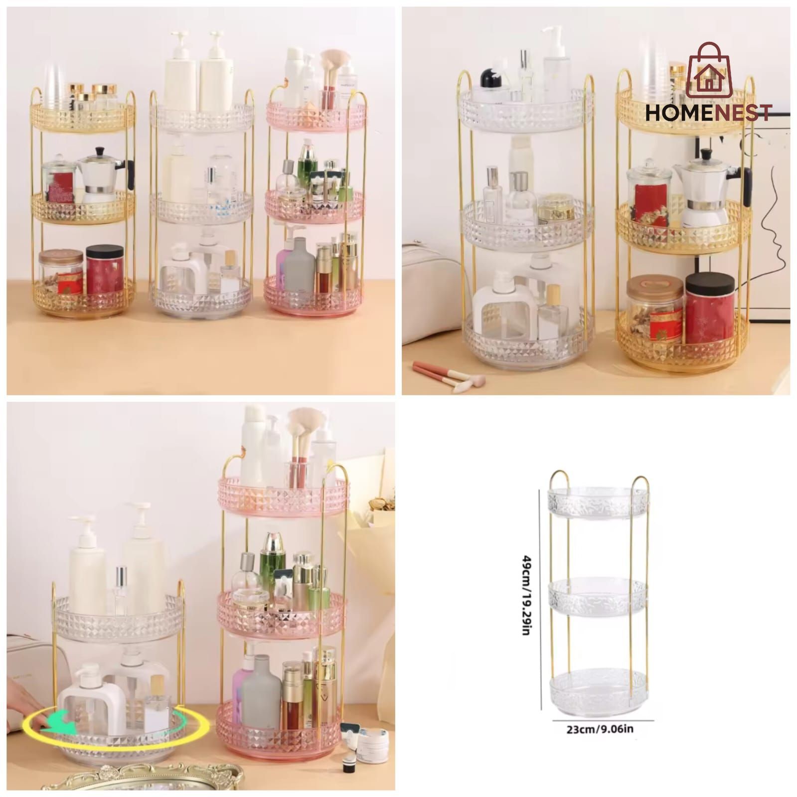 3Layer Rotating Cosmetic Organizer Rack